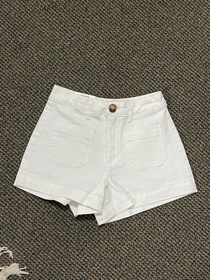 A Line Shorts with Patch Pockets