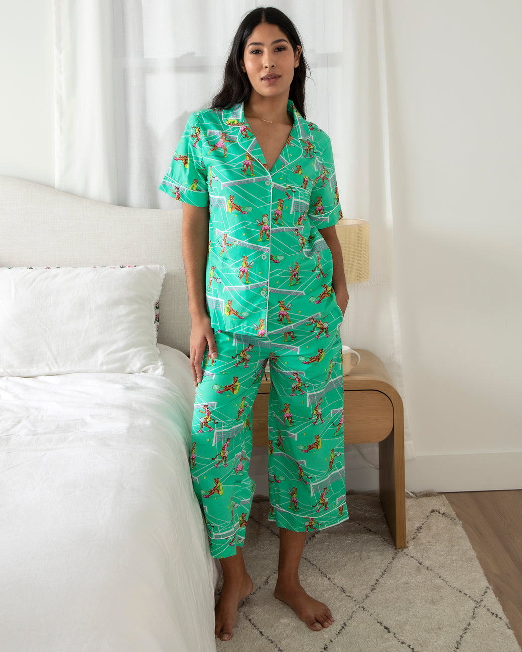 Printfresh Short Sleeve Top &amp; Cropped Pajama Pants Set