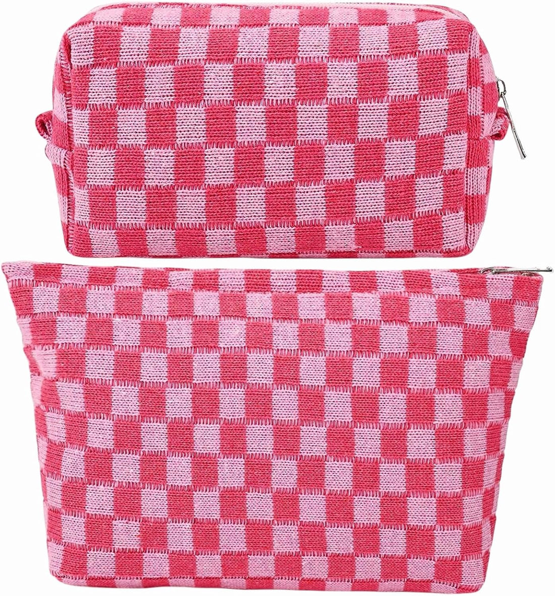 Checkered Knitted Cosmetic Bag