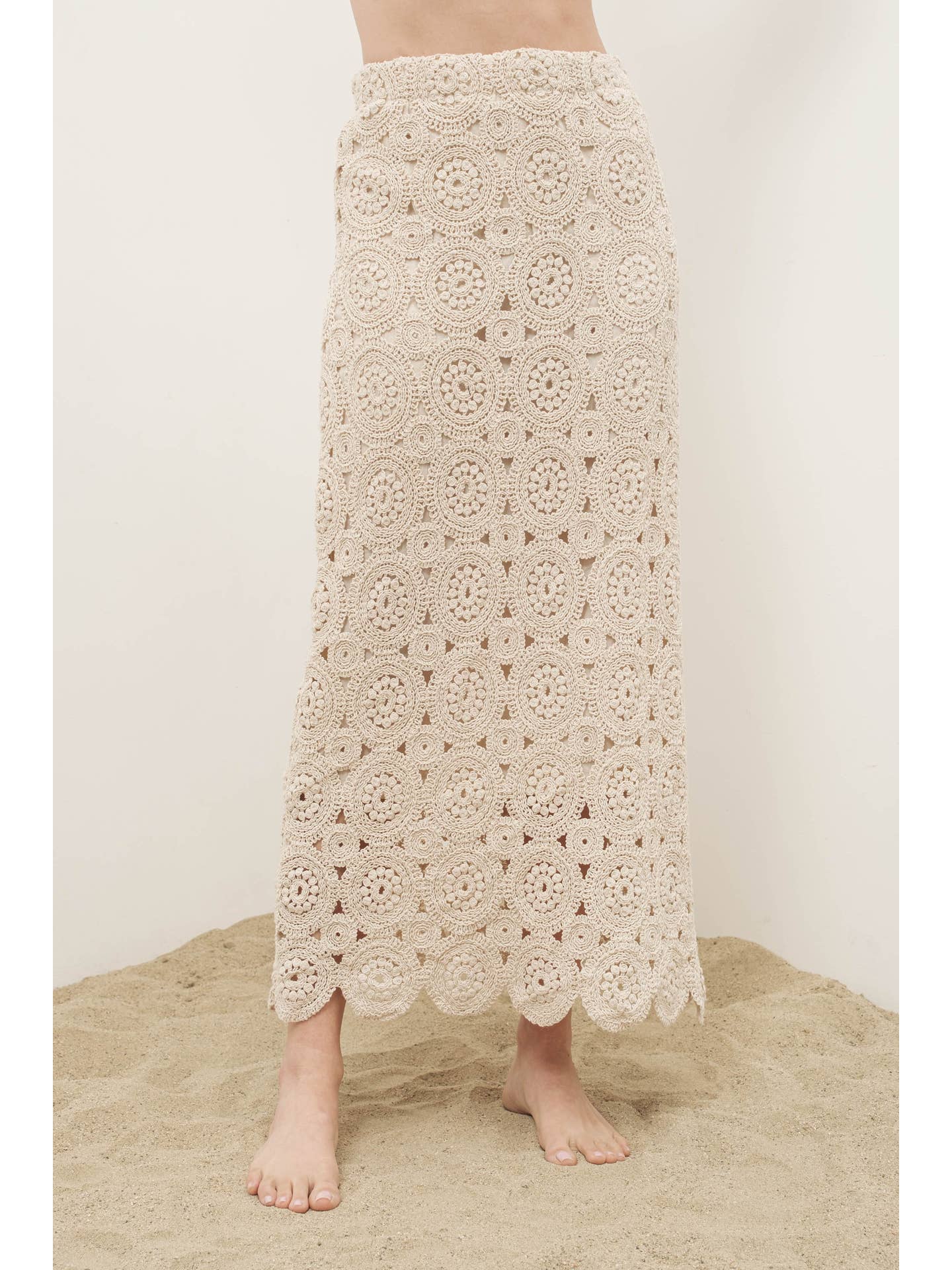 Scallop Hem Maxi Crochet Skirts