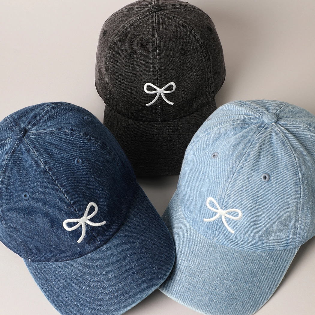 Trendy Bow Image Embroidered Denim Baseball Cap