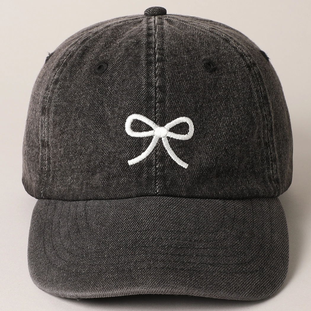 Trendy Bow Image Embroidered Denim Baseball Cap