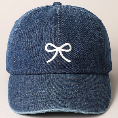 Trendy Bow Image Embroidered Denim Baseball Cap